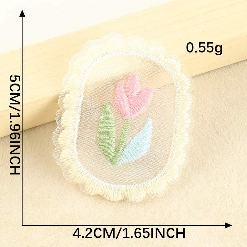 Wholesale Flower cloth patch lace mesh embroidery patch